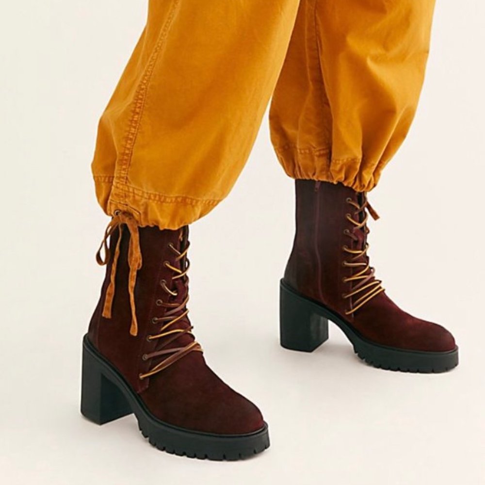 Free People Dylan Lace - Up Boots Merlot